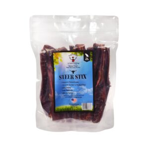 Natural Cravings Steer Stix Bully Sticks Dog Chews | 20-22 Sticks, 12 oz. Bag | Product of USA - Odor Free