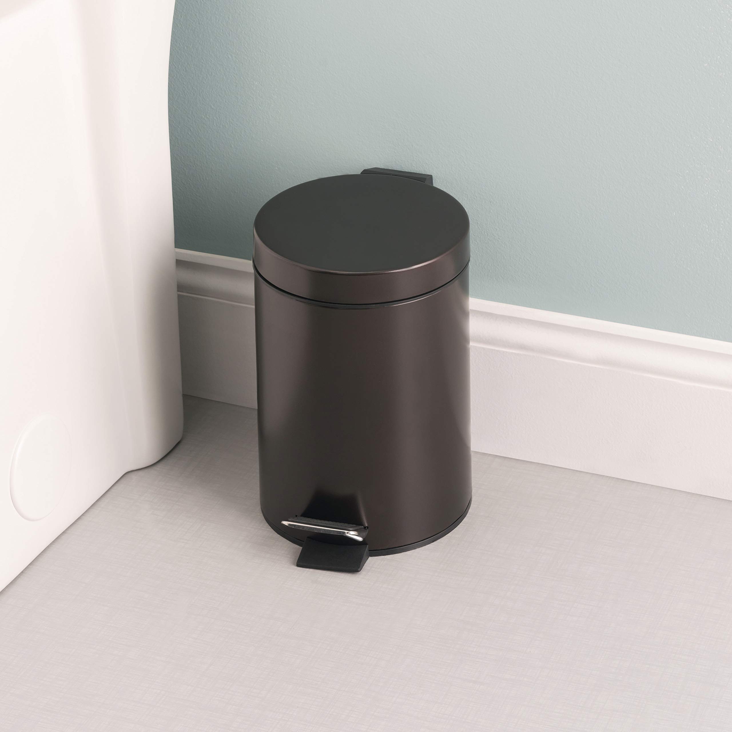 Home Basics 3 Liter Step Open Garbage Trash Can, Waste Basket Bin For Bathroom, Kitchen, Office, Bronze