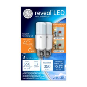 ge lighting 36455 reveal led bright stik light bulb with medium base, 7-watt, 2-pack