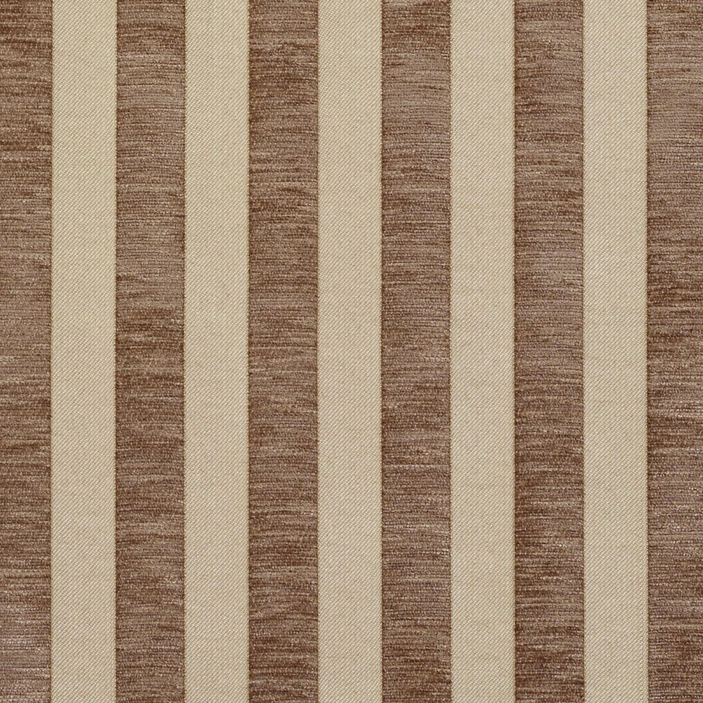 B0850G Light Brown Woven Striped Chenille Upholstery Fabric by The Yard