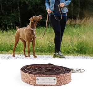 Mighty Paw Leather Dog Leash - Genuine Material - Premium Leash - Suitable for All Pet Sizes - Dog Show Lead Thin - Distressed Genuine Leather Leash - 5 ft Heavy Duty Dog Leash - (Light Brown)