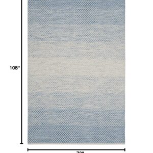 SAFAVIEH Montauk Collection Area Rug - 6' x 9', Blue & Ivory, Handmade Cotton, Ideal for High Traffic Areas in Living Room, Bedroom (MTK601B)