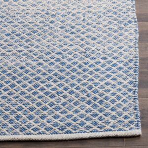 SAFAVIEH Montauk Collection Area Rug - 6' x 9', Blue & Ivory, Handmade Cotton, Ideal for High Traffic Areas in Living Room, Bedroom (MTK601B)