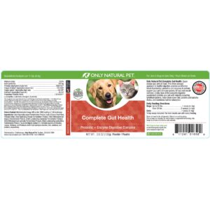 Only Natural Pet Complete Gut Health Complex - Probiotics & Digestive Enzyme Supplement for Dogs & Cats - Promotes Healthy Digestion, Immune System, Nutrient Absorption - Made in USA -3.5oz Powder