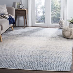 SAFAVIEH Montauk Collection Area Rug - 6' x 9', Blue & Ivory, Handmade Cotton, Ideal for High Traffic Areas in Living Room, Bedroom (MTK601B)