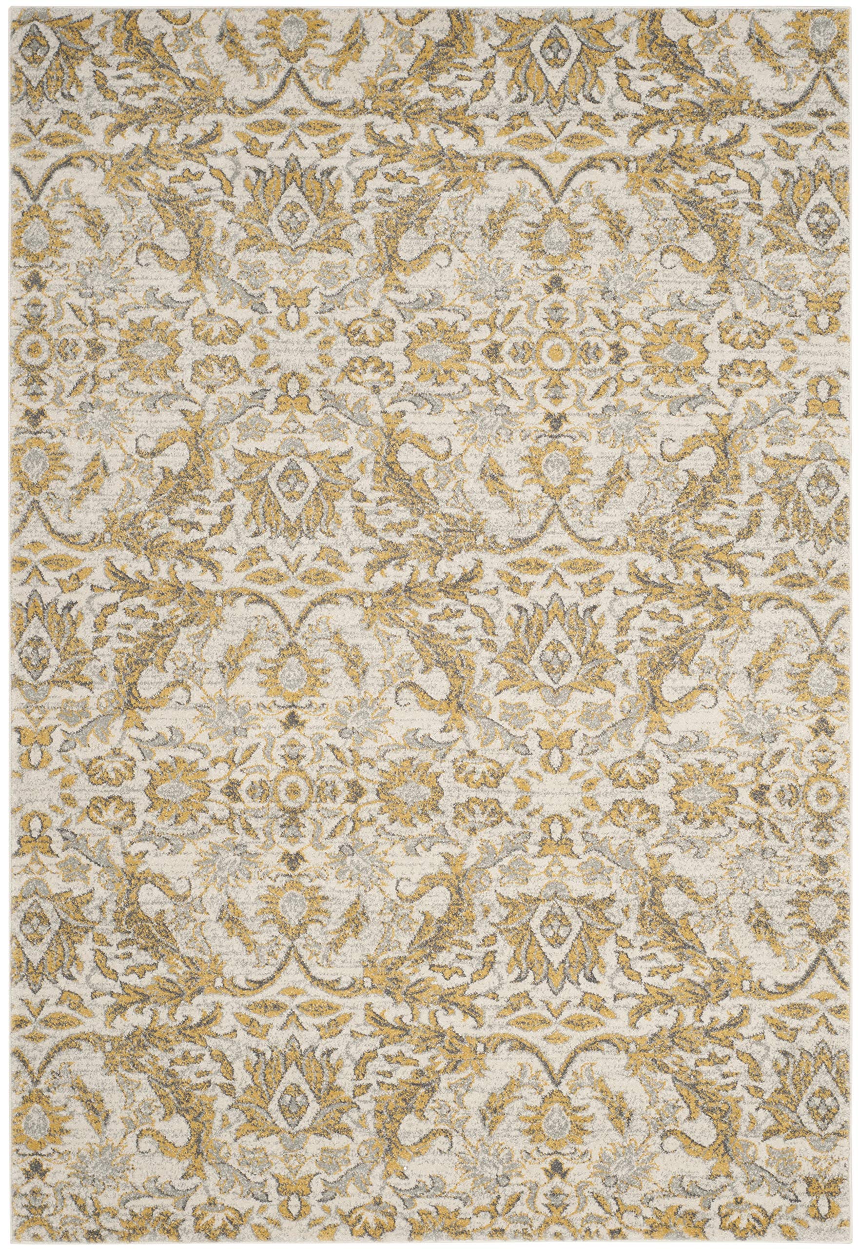 SAFAVIEH Evoke Collection Area Rug - 8' x 10', Ivory & Gold, Shabby Chic Oriental Design, Non-Shedding & Easy Care, Ideal for High Traffic Areas in Living Room, Bedroom (EVK238S)