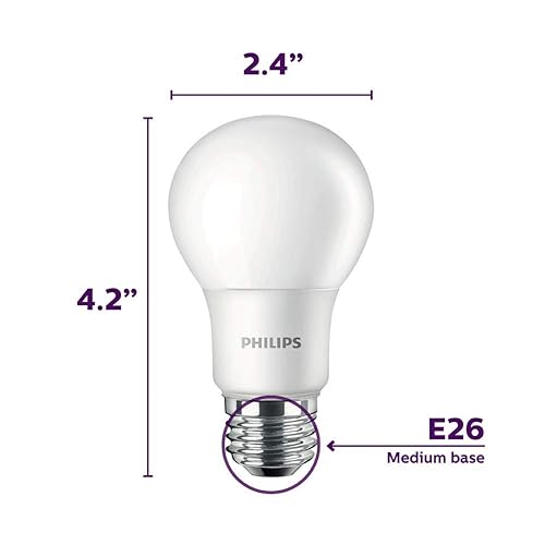 Philips LED High Lumen 100 Watt A19 Frosted Light Bulb Non-Dimmable, 1500 Lumen, Daylight (5000K), 13.5W=100W, E26 Base, 8-Pack