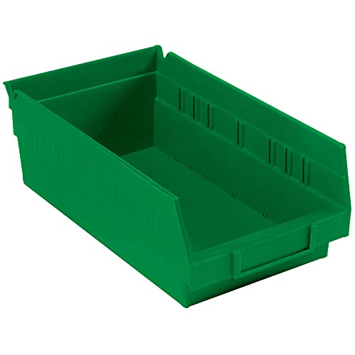 Nestable Shelf Bin, Plastic, 6-5/8"W X 11-5/8" D X 4" H, Green - Lot of 12