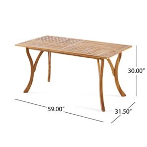 Christopher Knight Home Hermosa Acacia Wood Rectangular Table, Teak Finish