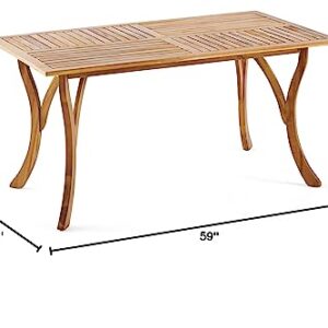 Christopher Knight Home Hermosa Acacia Wood Rectangular Table, Teak Finish