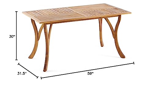 Christopher Knight Home Hermosa Acacia Wood Rectangular Table, Teak Finish