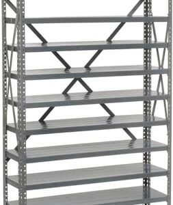 Global Industrial 13 Shelf Steel Shelving with (72) 4" H Plastic Shelf Bins, Red, 36x12x72