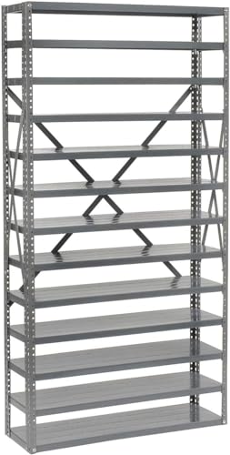 Global Industrial 13 Shelf Steel Shelving with (72) 4" H Plastic Shelf Bins, Red, 36x12x72