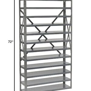 Global Industrial 13 Shelf Steel Shelving with (72) 4" H Plastic Shelf Bins, Red, 36x12x72