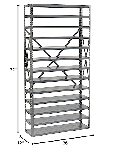 Global Industrial 13 Shelf Steel Shelving with (72) 4" H Plastic Shelf Bins, Red, 36x12x72