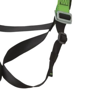 Peakworks Fall Protection Full Body Safety Harness, 5-Point Adjustment with Fall Indicator, Back & Shoulder D-Rings, Pass Thru Leg Buckles, Hi Vis Green/Black, Universal Fit, V8002030