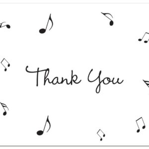 50 Music Notes Thank You Cards (Black)