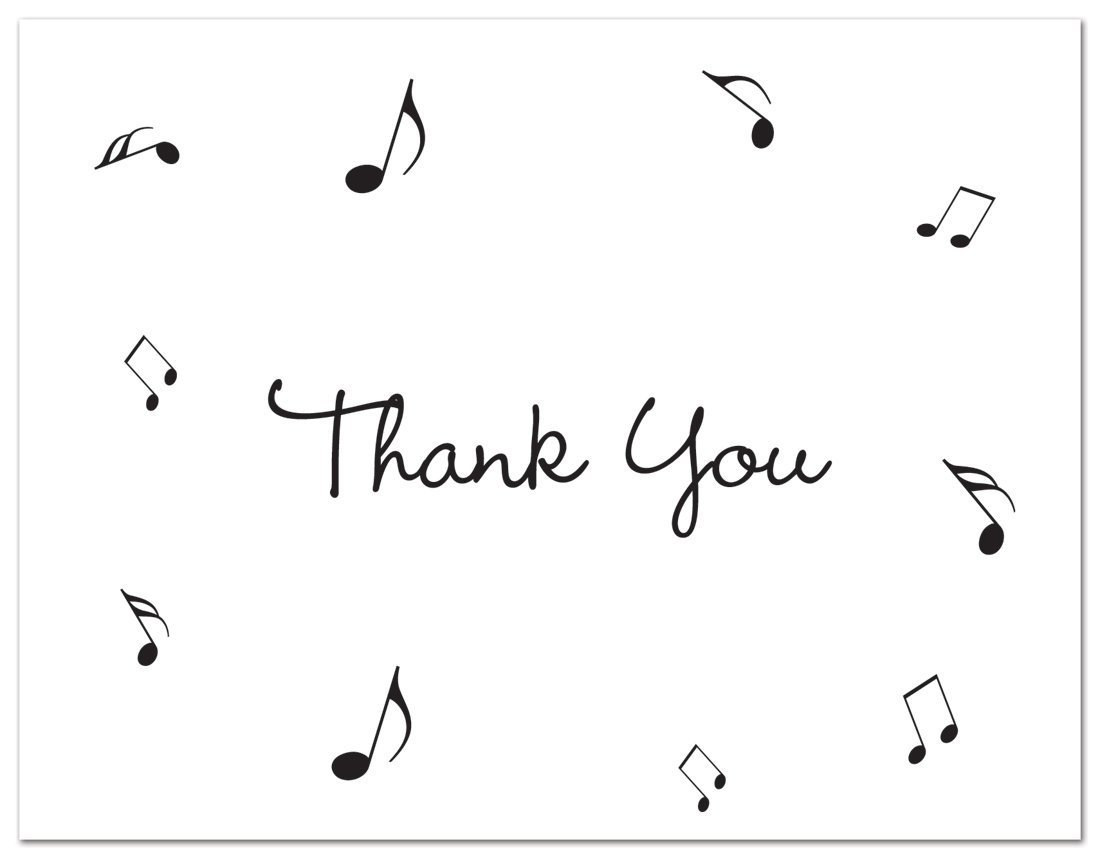 50 Music Notes Thank You Cards (Black)