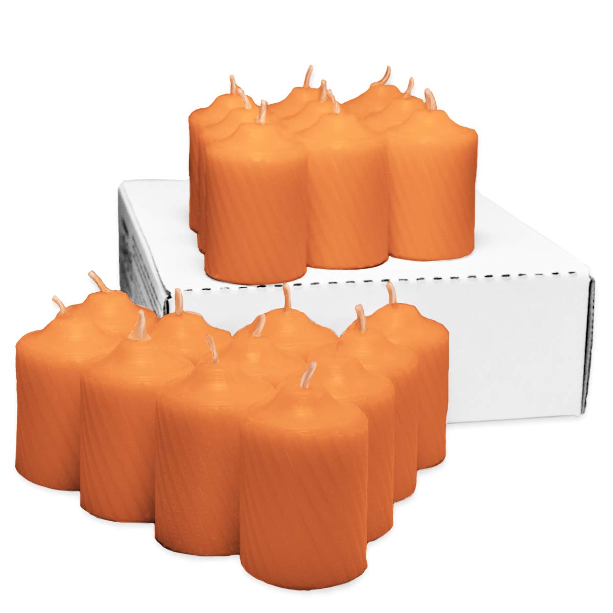 Orange Pumpkin Scented Votive Candles - 15 Hour Long Burn Time - Textured Finish - Box of 20