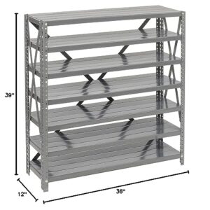 Global Industrial 7 Shelf Steel Shelving with (30) 4" H Plastic Shelf Bins, Yellow, 36x12x39