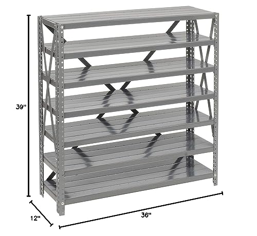 Global Industrial 7 Shelf Steel Shelving with (30) 4" H Plastic Shelf Bins, Yellow, 36x12x39