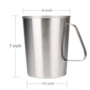 Measuring Cup, Stainless Steel Measuring Cups (64OZ/2 Liter- 8 Cup), Heavy-Duty Frothing Pitcher, Milk Frothing Pitcher Milk Frother Cup with Marking with Handle for Espresso Machines, Latte Art