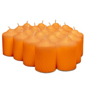 orange pumpkin scented votive candles - 15 hour long burn time - textured finish - box of 20