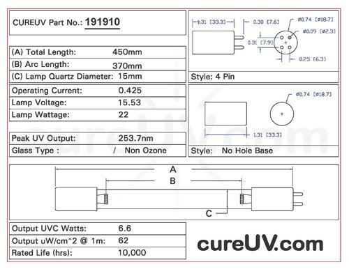 Aqua Treatment Service ATS4-450 Replacement UVC Light Bulb