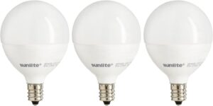 sunlite 40295 led g16.5 globe light bulb, 5 watts (40w equivalent), 350 lumens, 2700k soft white, dimmable, candelabra e12 base, short bulbs, vanity bulbs, energy star listed, frosted, 3 count