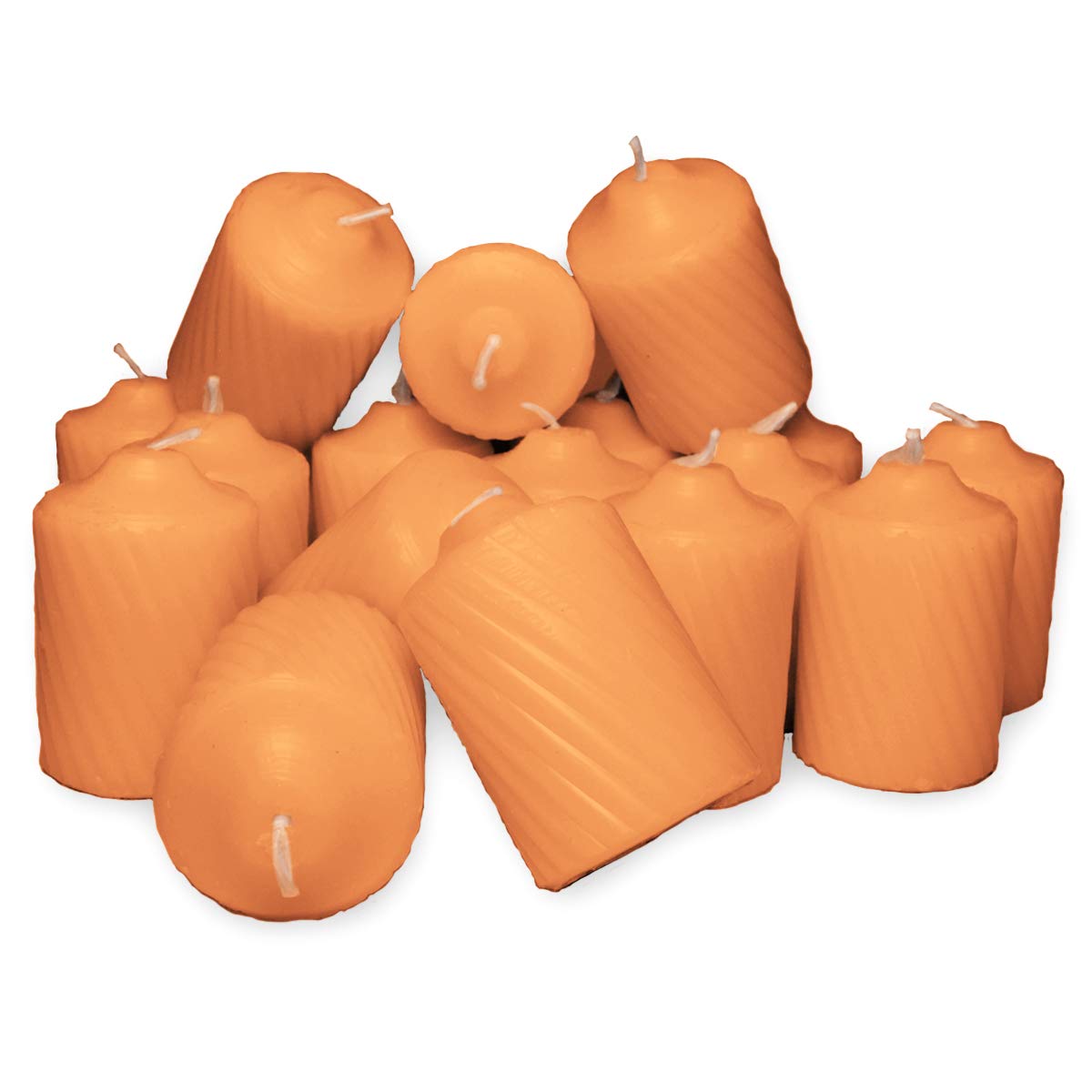 Orange Pumpkin Scented Votive Candles - 15 Hour Long Burn Time - Textured Finish - Box of 20