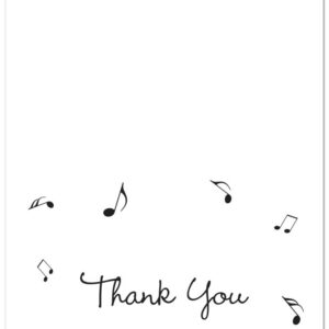 50 Music Notes Thank You Cards (Black)