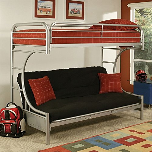 Acme Furniture Eclipse Twin XL Over Queen and Futon Bunk Bed in Silver