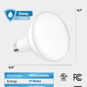 Sunco 10 Pack BR40 Light Bulbs, LED Indoor Flood Light, Dimmable, CRI94 3000K Warm White, 100W Equivalent 17W, 1400 Lumens, E26 Base, Home Recessed Can Lights, High Lumens - UL