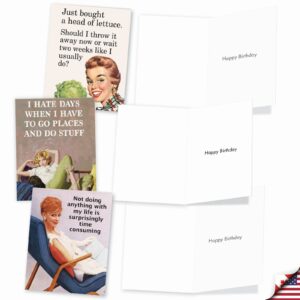 The Best Card Company - 10 Funny Birthday Cards Assorted (4 x 5.12 Inch) - Adult Retro Assortment, Boxed Greeting Cards with Envelopes - Hot Mess M6622BDG