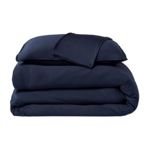 sheex original performance cooling duvet cover set, lightweight full/queen duvet cover with 2 standard pillow shams, navy