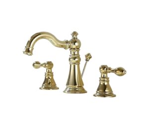 derengge gold finish bathroom faucet 8 inch widespread faucet polished brasstwo-handle sink faucet 3 hole with brass pop up drain assembly,polished brass f-8303-pb