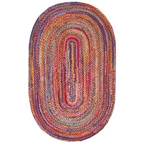 nuLOOM Tammara Bohemian Hand Braided Area Rug, Oval 4x6, Multi