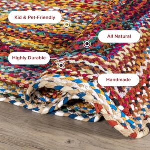 nuLOOM Tammara Bohemian Hand Braided Area Rug, Oval 4x6, Multi