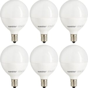 Sunlite G16.5 Light Bulb LED, 7 Watts (60W Equiv.), 500 Lumens, Dimmable, Type G Globe Shape E12 Candelabra Base, Short Bulbs, Vanity Mirror Bulbs, Energy Star, 2700K Soft White, Frosted, 6 Count