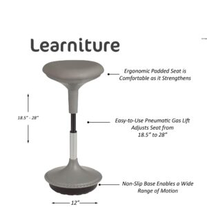 Learniture Adjustable Height Active Learning Stool for Office Desks and Classrooms, Foam-Padded Backless Wobble Stool with Rocking Motion, Gray