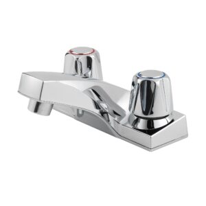 pfister lg1436000 pfirst series 2-handle 4 inch centerset bathroom faucet in polished chrome, water-efficient model