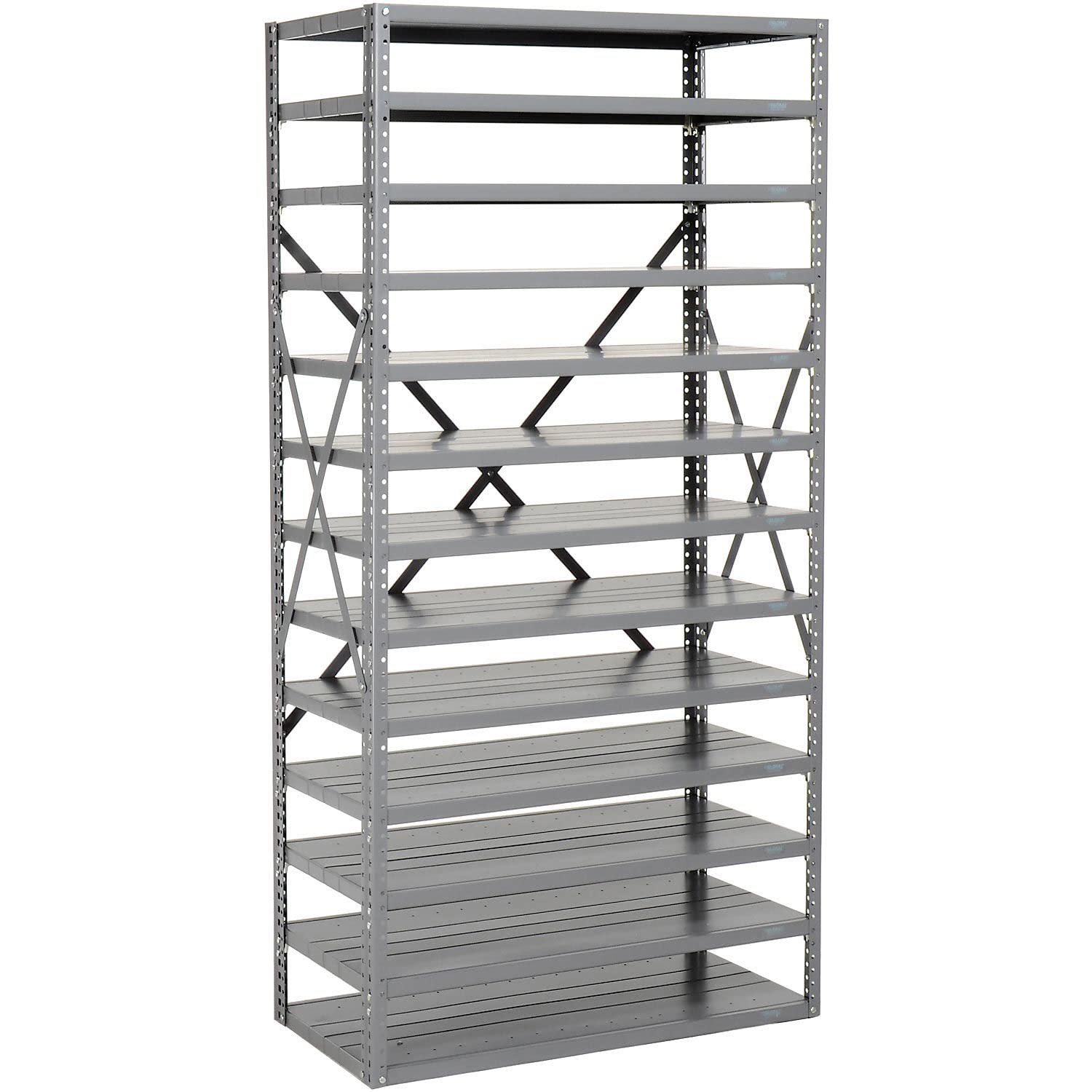 Global Industrial Open Bin Shelving Without Bins, 13 Shelves, 36x18x73