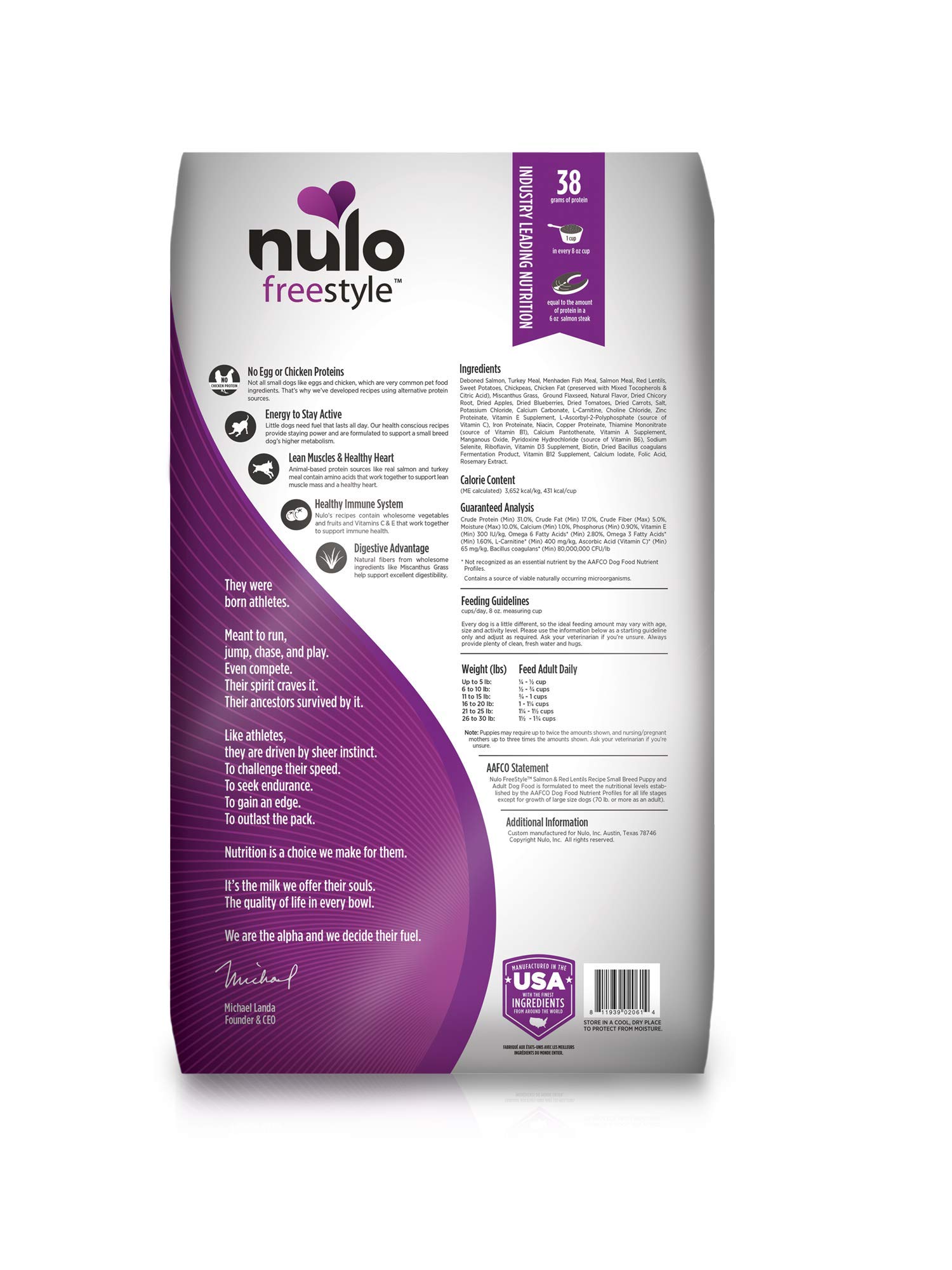 Nulo Grain Free Small Breed Dry Dog Food with BC30 Probiotic (Salmon and Red Lentils Recipe, 4.5lb Bag)