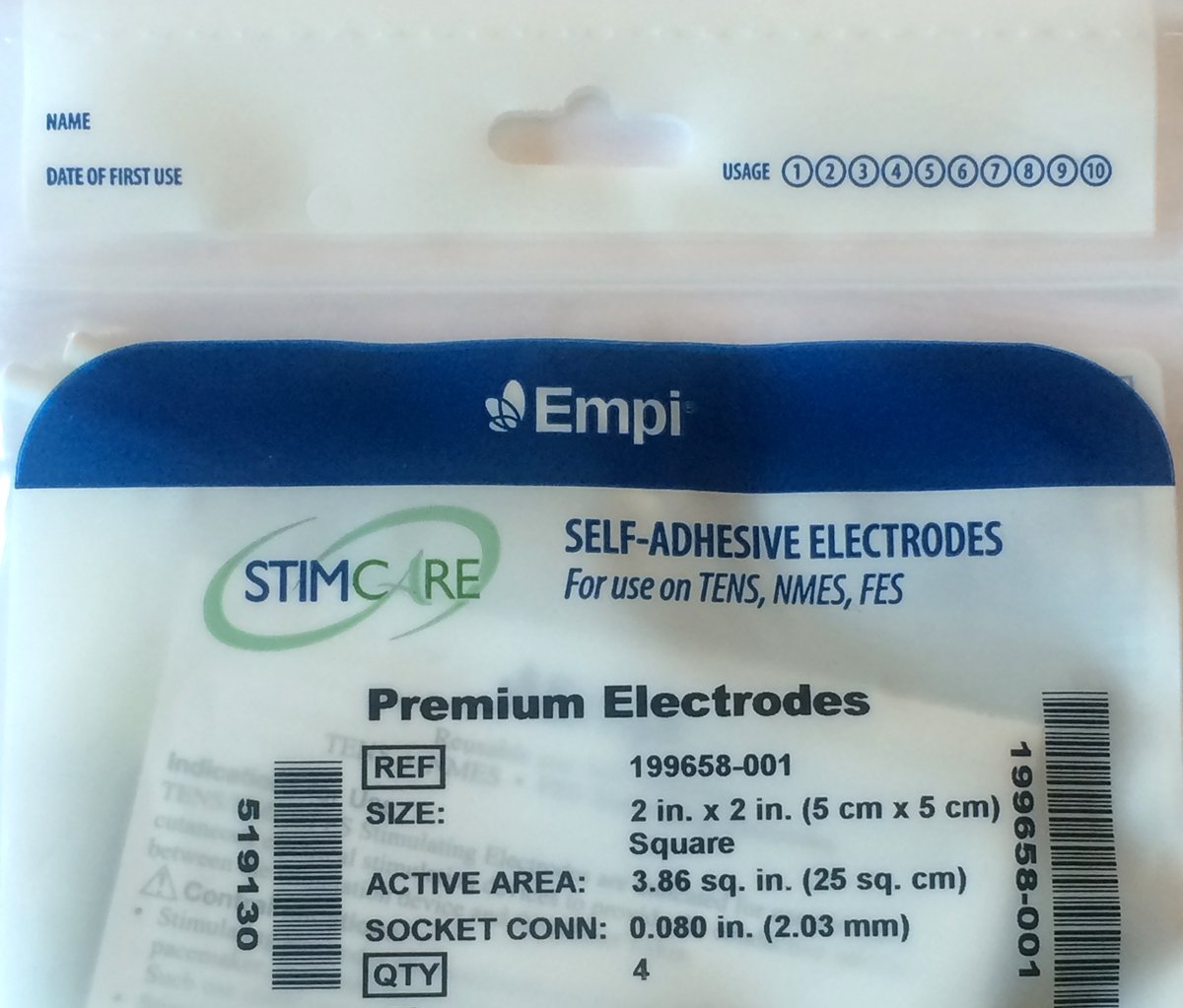 Empi StimCare Premium, 2" x 2" Square Electrodes 4 per Pack 199658-001