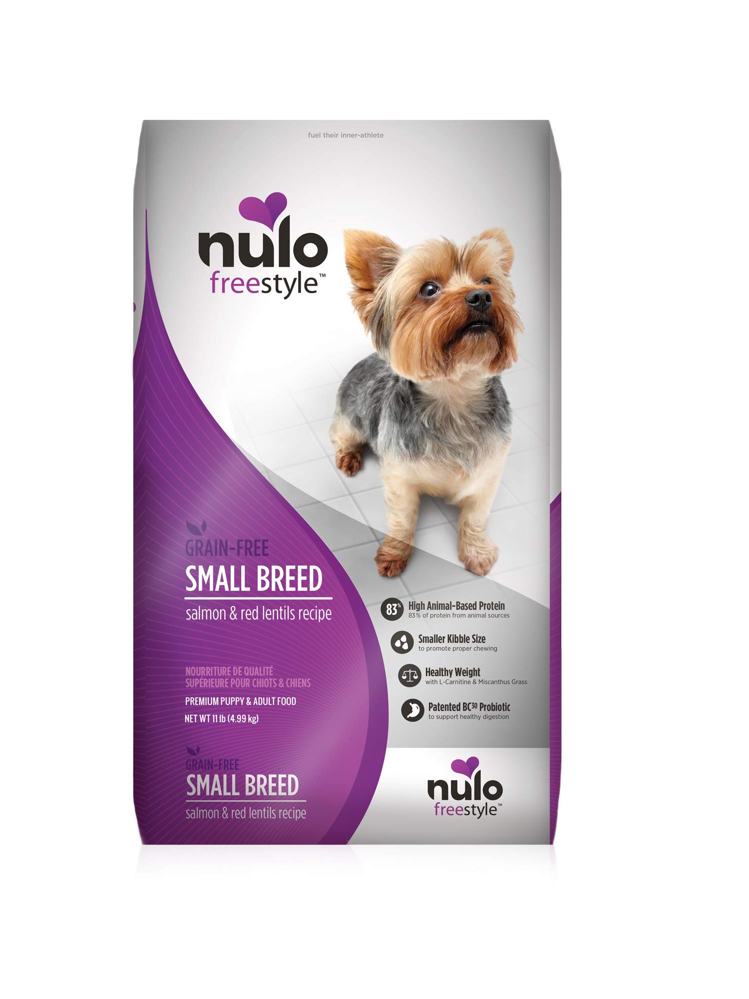 Nulo Grain Free Small Breed Dry Dog Food with BC30 Probiotic (Salmon and Red Lentils Recipe, 4.5lb Bag)