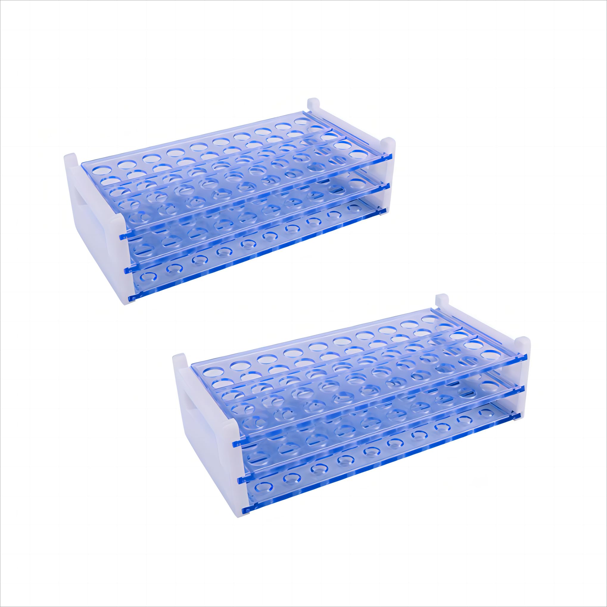 Bipee Scientific Detachable Test Tube Rack for Tubes of Dia.≤17mm, 50 Holes, PS Material (2pcs) (Tuberack-50x16)