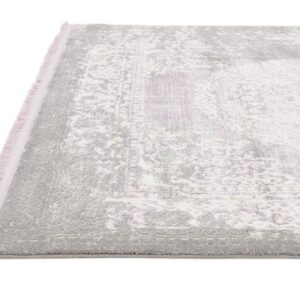 Unique Loom New Classical Collection Area Rug - Olwen (4'Square, Purple/ Gray)