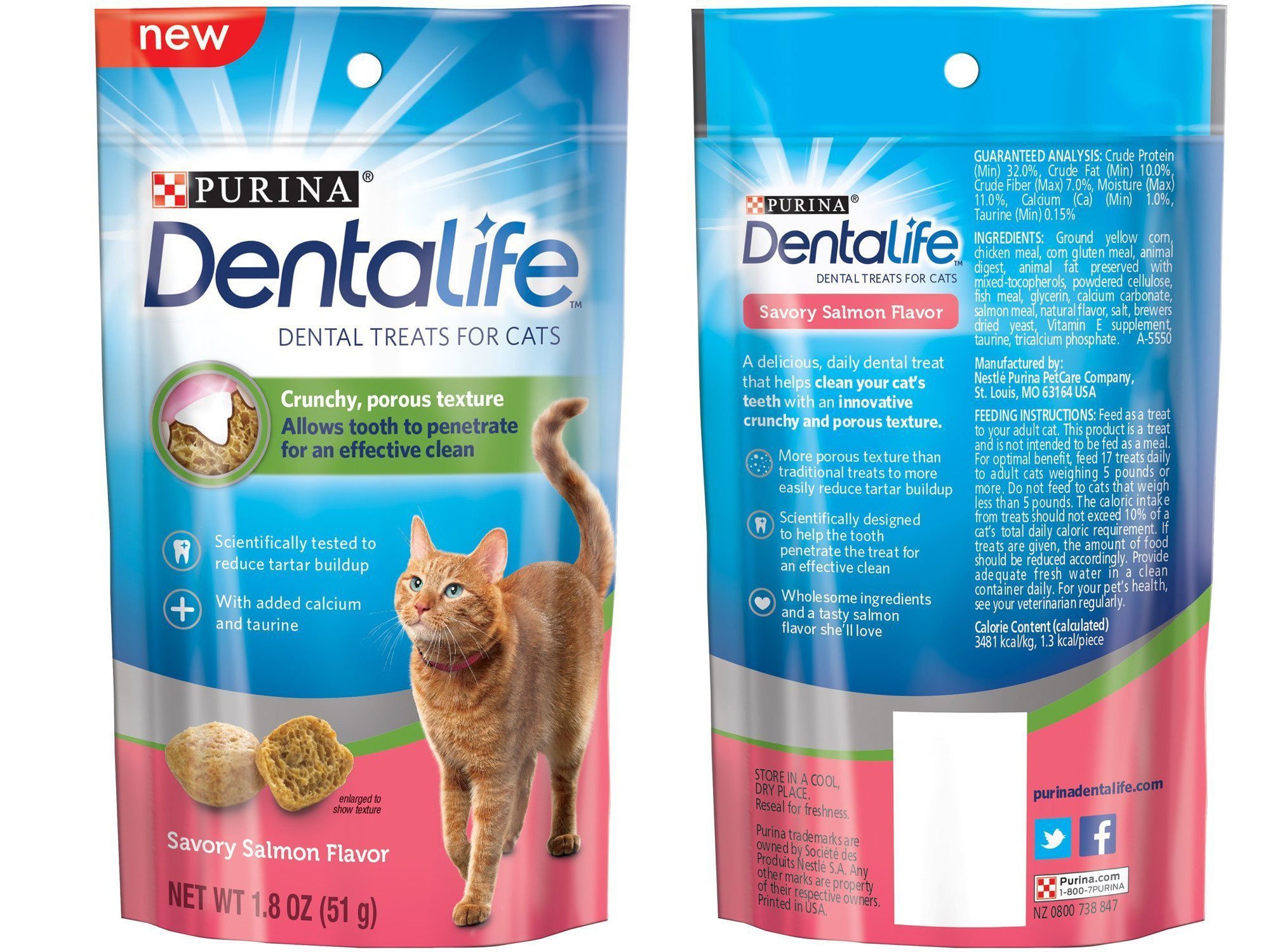 Purina Dentalife Dental Treats for Cats Bundle; Savory Salmon and Tasty Chicken