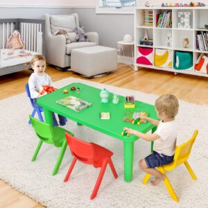 Costzon Kids Table and Chair Set, Plastic Learn and Play Activity Set, Colorful Stackable Chairs, Portable Table for School Home Play Room (Table & 4 Chairs)