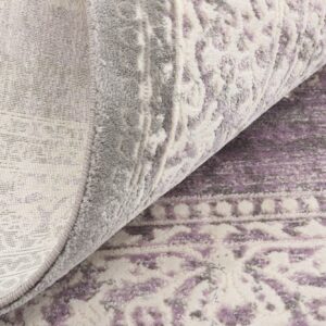 Unique Loom New Classical Collection Area Rug - Olwen (4'Square, Purple/ Gray)